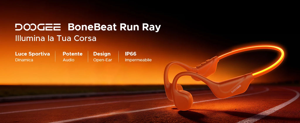 Audífonos DOOGEE BoneBeat Run Ray con Conducción Ósea, 10 Horas de Duración, Bluetooth 6.0, Dinámicos, Deportivos, Ligeros, Inalámbricos, de Diseño Abierto
