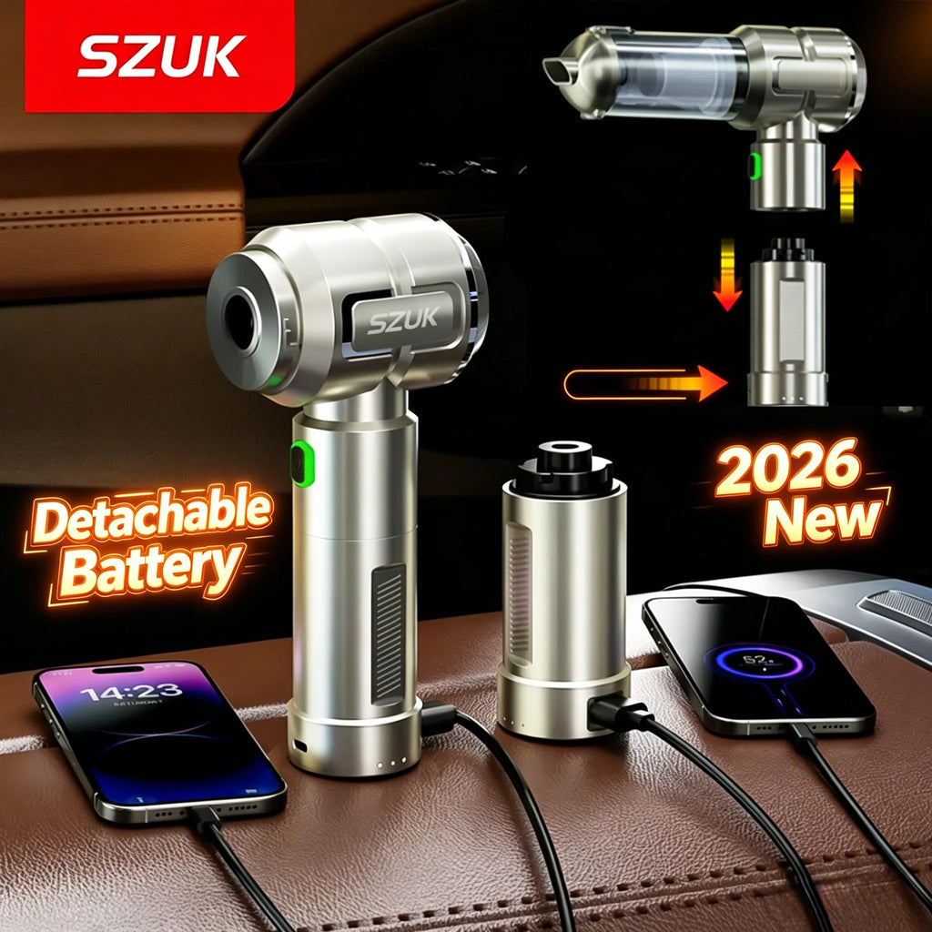 SZUK 2026 Aspiradora Inalámbrica Portátil, Mini Soplador, Nueva Aspiradora para Auto, Potente Máquina de Limpieza Manual con LED
