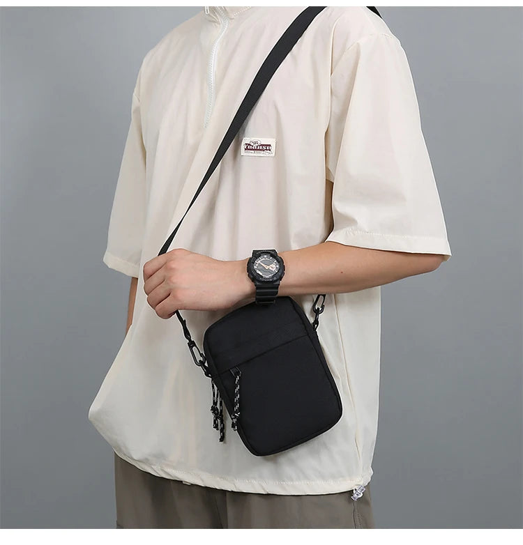 Bandolera pequeña de lona con cremallera para hombre, bolso de hombro cruzado Simple, Mini bolso para teléfono