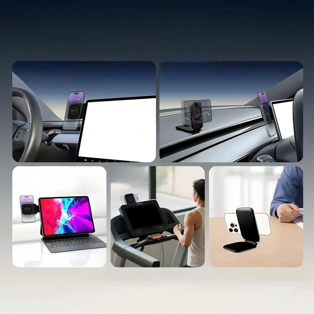 Soporte Magnético para Teléfono de Coche, Ultrafino, Plegable, con Adhesivo para la Parte Trasera del Coche, Soporte Magnético para Escritorio