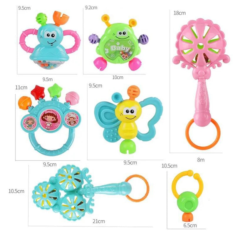 Sonajeros de juguete para bebés, juguetes para la dentición, campana de mano para niños, juegos ABS de desarrollo para niños, juguetes para bebés recién nacidos de 0 a 12 meses