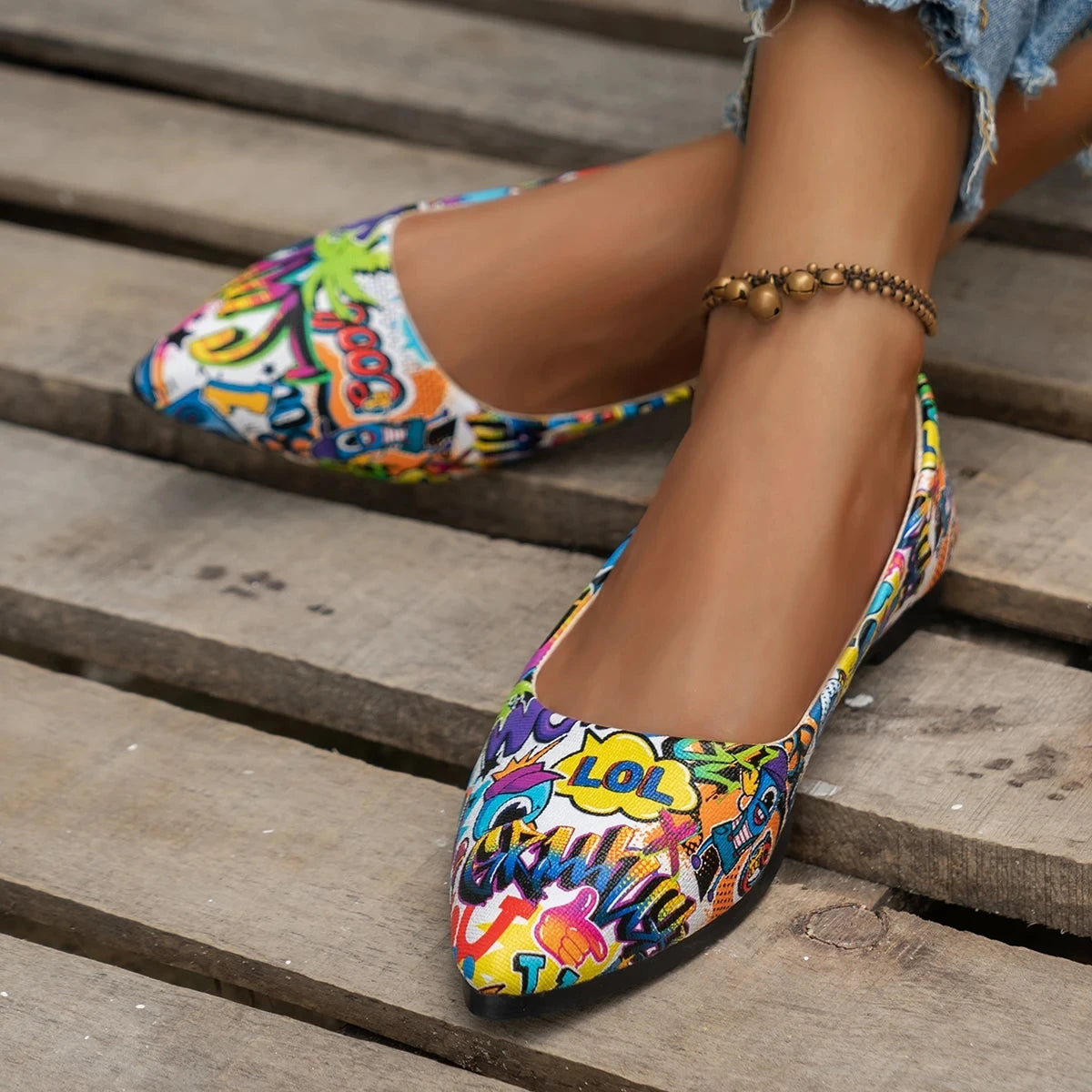 Nueva llegada 2024 zapatos de verano bonitos y a la moda con punta estrecha para mujer, zapatos planos de bailarina, zapatos informales cómodos para mujer