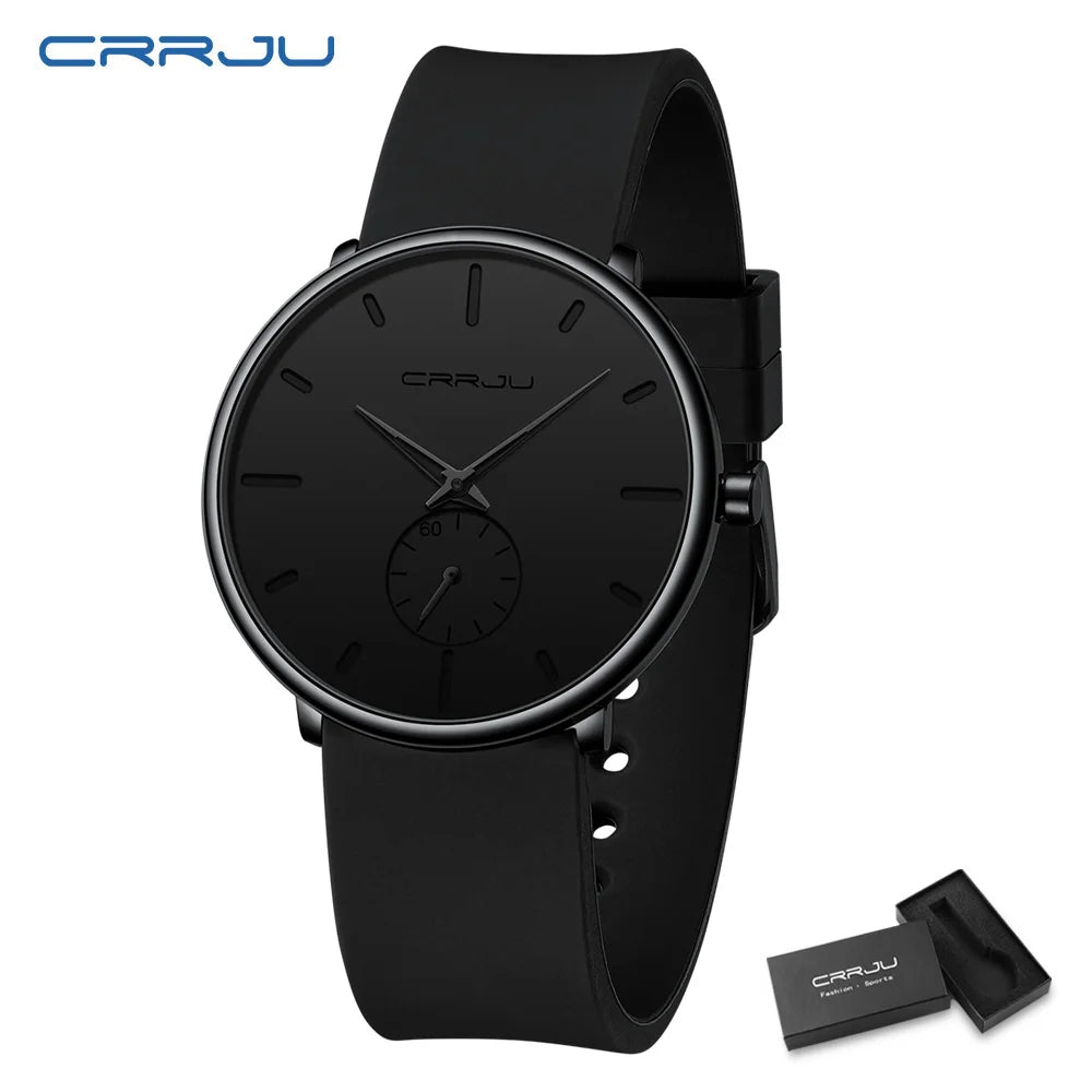 CRRJU-Conjunto de relojes de silicona informales para hombre y mujer, relojes de pulsera de cuarzo con esfera Simple, reloj de vestir para mujer