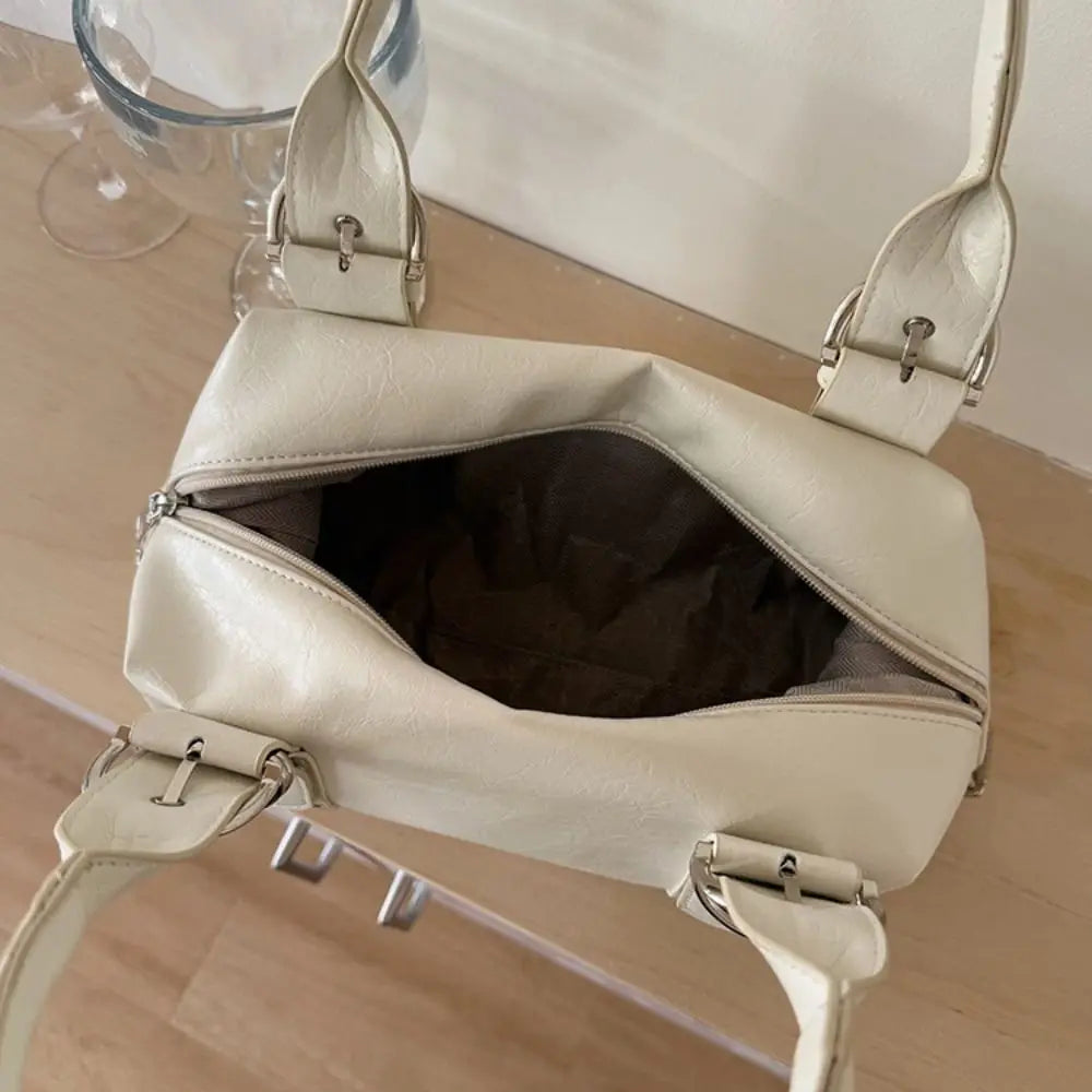 Bolso de Hombro Retro Y2K Simple con Remaches, Bolso de Motocicleta de Cuero PU Estilo Spicy Girl, Bolso Tote de Moda Coreana para Chicas