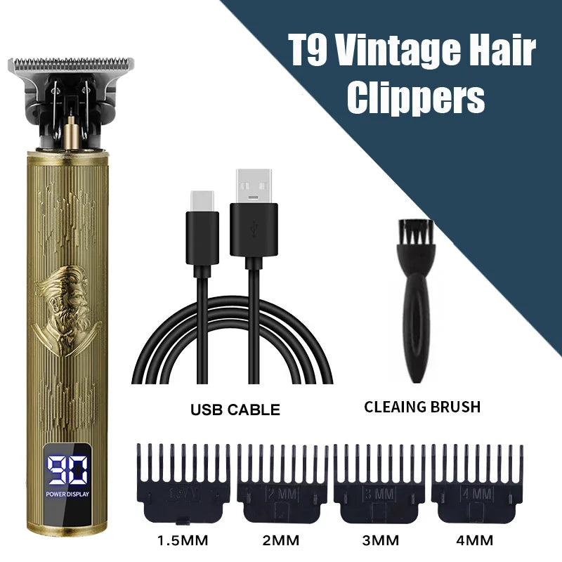 ¡Nuevo! Cortapelos/accesorios eléctricos T9 |   Afeitadora Profesional USB |   Máquina cortadora de decoloración calva de 0 mm portátil para hombres corte de pelo en casa