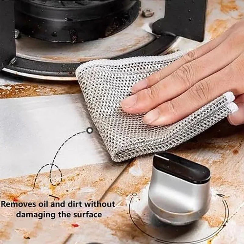 Paño de cocina de alambre de Metal sin arañazos, paño multiusos de microfibra, paño de limpieza, toalla mágica para platos