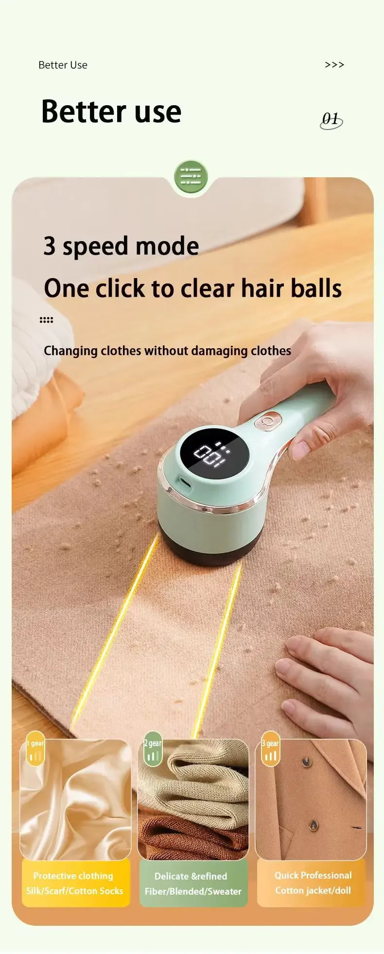 Quitapelusas para ropa, recortador de bolas de pelo, pelusas, ropa, suéter, tela, afeitadora con LED, pelusa eléctrica Digital