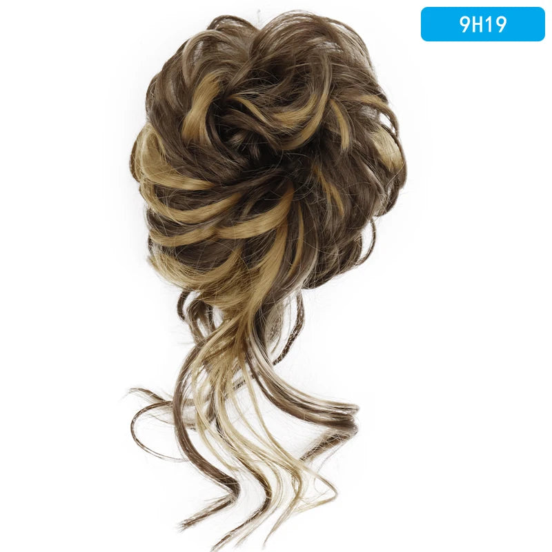 AZQUEEN-extensión de cabello de moño desordenado, banda elástica sintética, moño ondulado rizado, Scrunchies Donut Updo, postizo para mujer