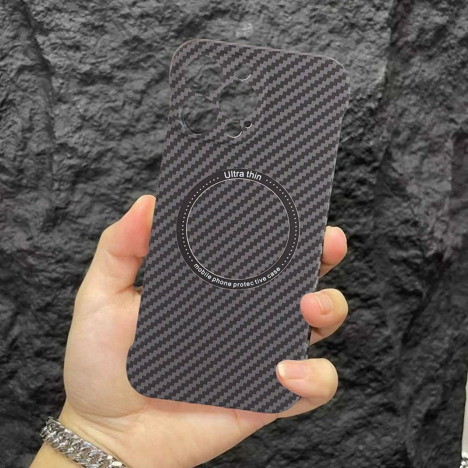 Funda de teléfono sin marco, funda protectora de teléfono portátil ultraligera con carga inalámbrica magnética, funda protectora para teléfono
