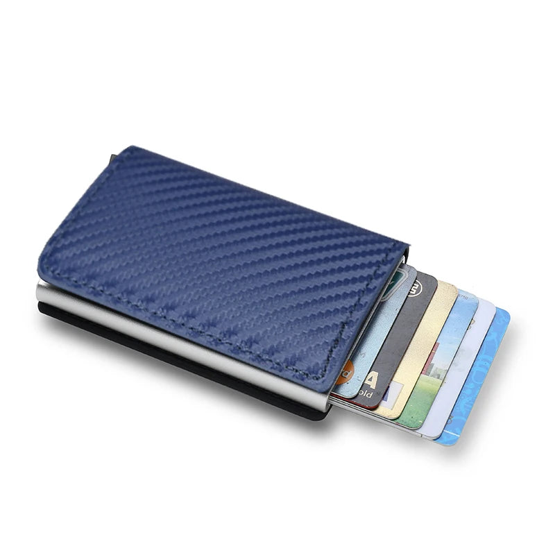 Cartera de aluminio Rfid para hombre, tarjeteros, monedero de fibra de carbono para hombre, cartera inteligente delgada de negocios, tarjetero de crédito, funda, soporte para notas