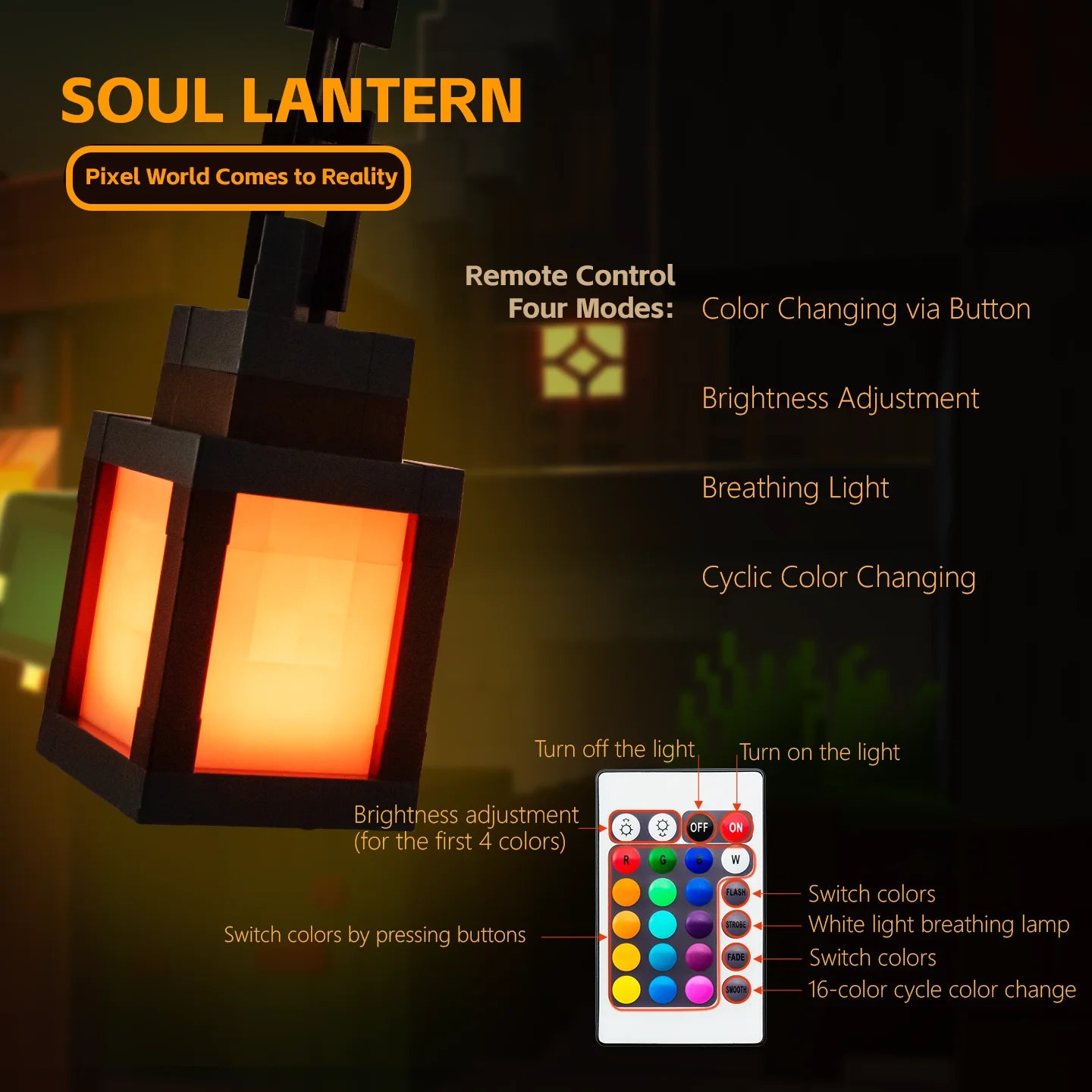 Luz nocturna estilo píxel, linterna portátil, adorno de mesa, linterna de 16 colores, decoración Interior DIY, luz de ambiente para Festival