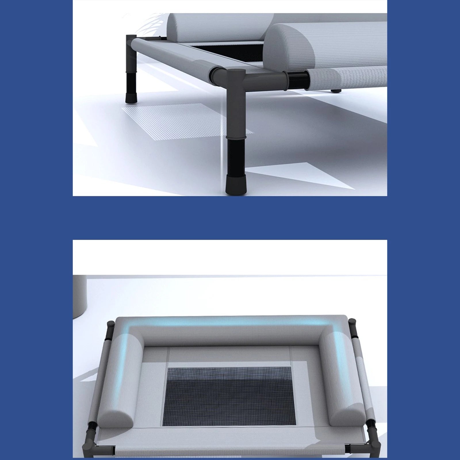Muebles para mascotas, cama elevada de malla, transpirable con almohada, cama elevada para perros y gatos, extraíble, exterior, Camping, tren para tomar el sol, hogar, césped