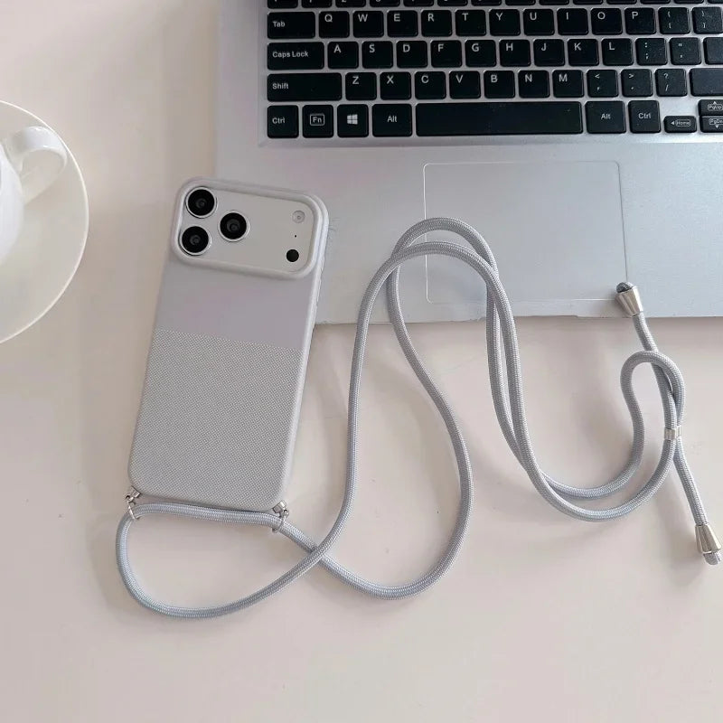 Funda de silicona con cordón y diseño de lunares para iPhone 17, 16, 15, 14, 13, 12, 11 Pro MAX, funda suave para iPhone 16, 17 Pro Max