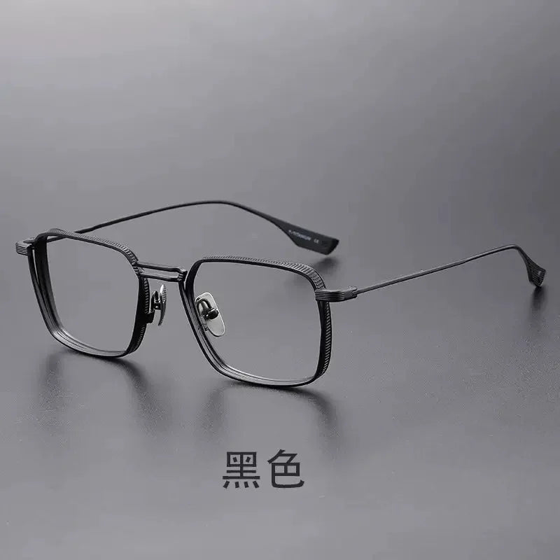 Gafas KLASSNUM para hombre, monturas ópticas de Metal cuadradas Vintage con lentes transparentes para hombre, gafas con lentes de luz azul, diseño de lujo