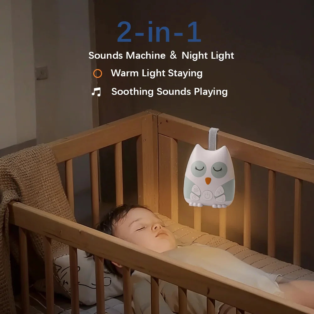 Máquina portátil de ruido blanco de búho para bebé 30, sonido Natural calmante, chupete para niños pequeños, ayuda cómoda para dormir, apto para viajes