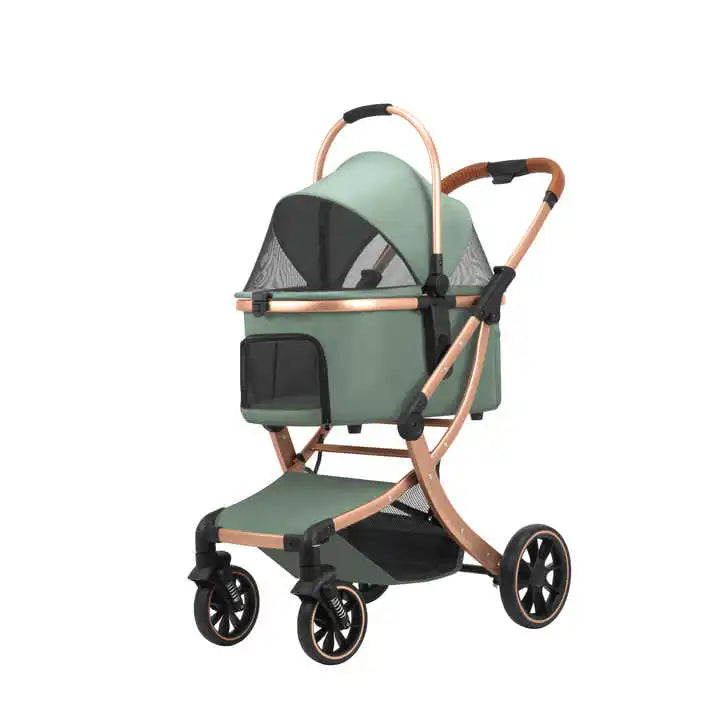 STLF5 en 1 Cochecito plegable para mascotas para perros y gatos pequeños/medianos con portador impermeable desmontable para propietarios de perros y gatos