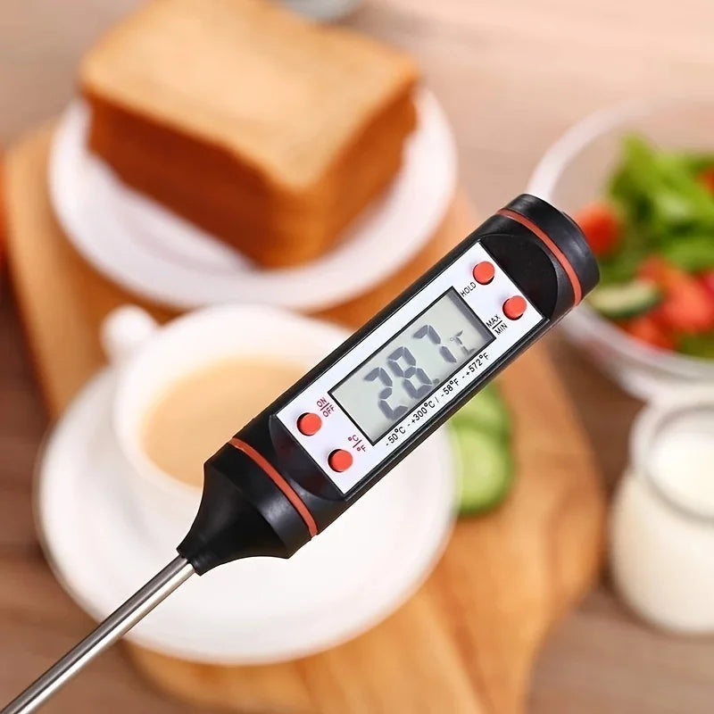 Termómetro digital para carne con sonda para barbacoa para cocinar alimentos, para agua, leche, aceite, horno, medición de temperatura, digital con precisión de 0,1