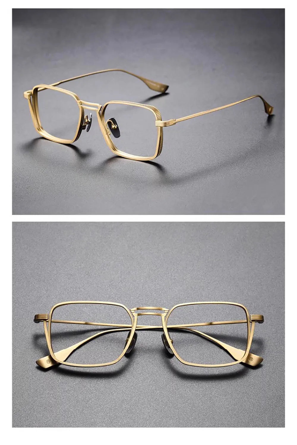 Gafas KLASSNUM para hombre, monturas ópticas de Metal cuadradas Vintage con lentes transparentes para hombre, gafas con lentes de luz azul, diseño de lujo