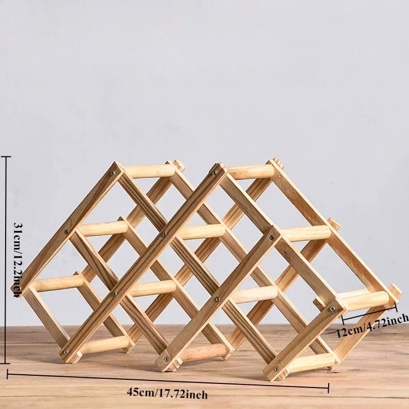 Estante de Madera Plegable para Almacenamiento de Vino, para 3-10 Botellas, Fácil de Montar, Apilable, para Organización del Hogar, Bar, Cocina o Bodega