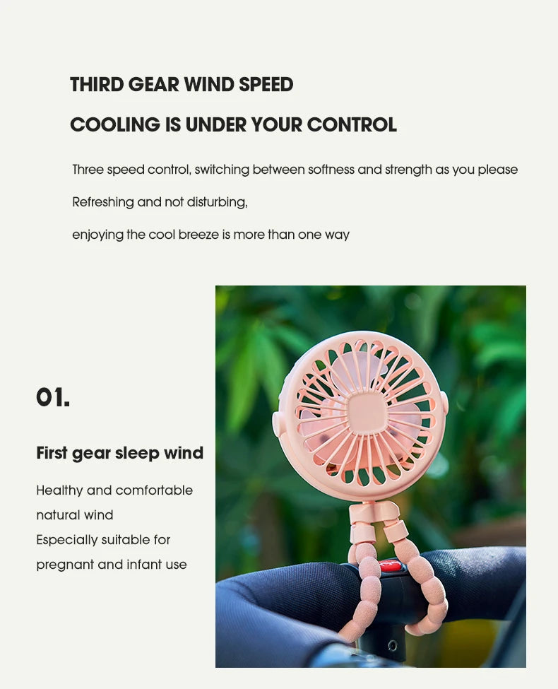 Ventilador portátil plegable de escritorio con USB, Mini ventilador de pulpo multifuncional pequeño, silencioso, para cochecito de bebé al aire libre, Verano