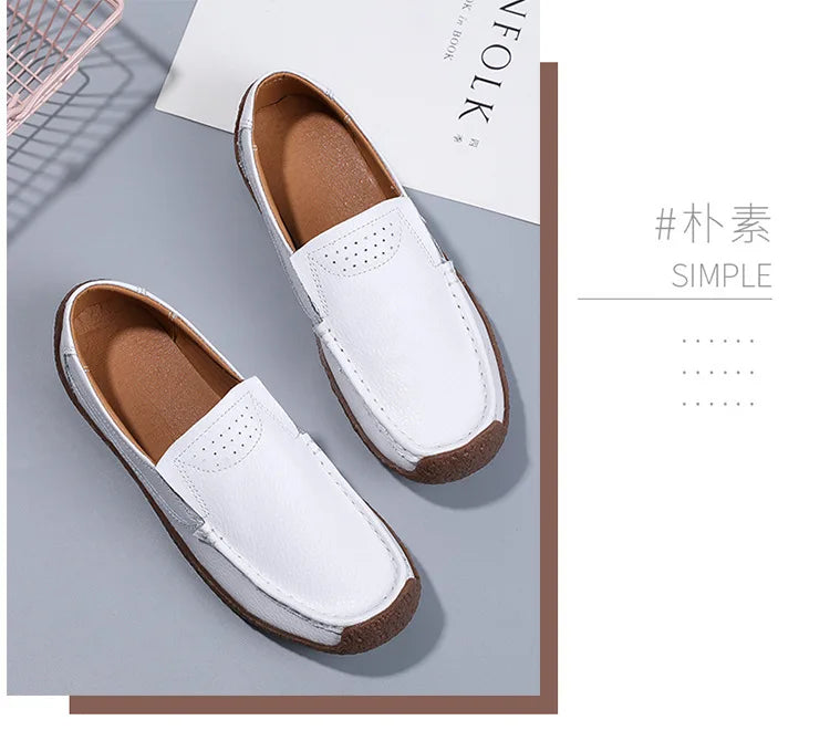 Zapatos informales De cuero genuino para Mujer, zapatillas De ocio, mocasines sin cordones De marca De lujo para Mujer, mocasines suaves para Mujer, Zapatos De Mujer