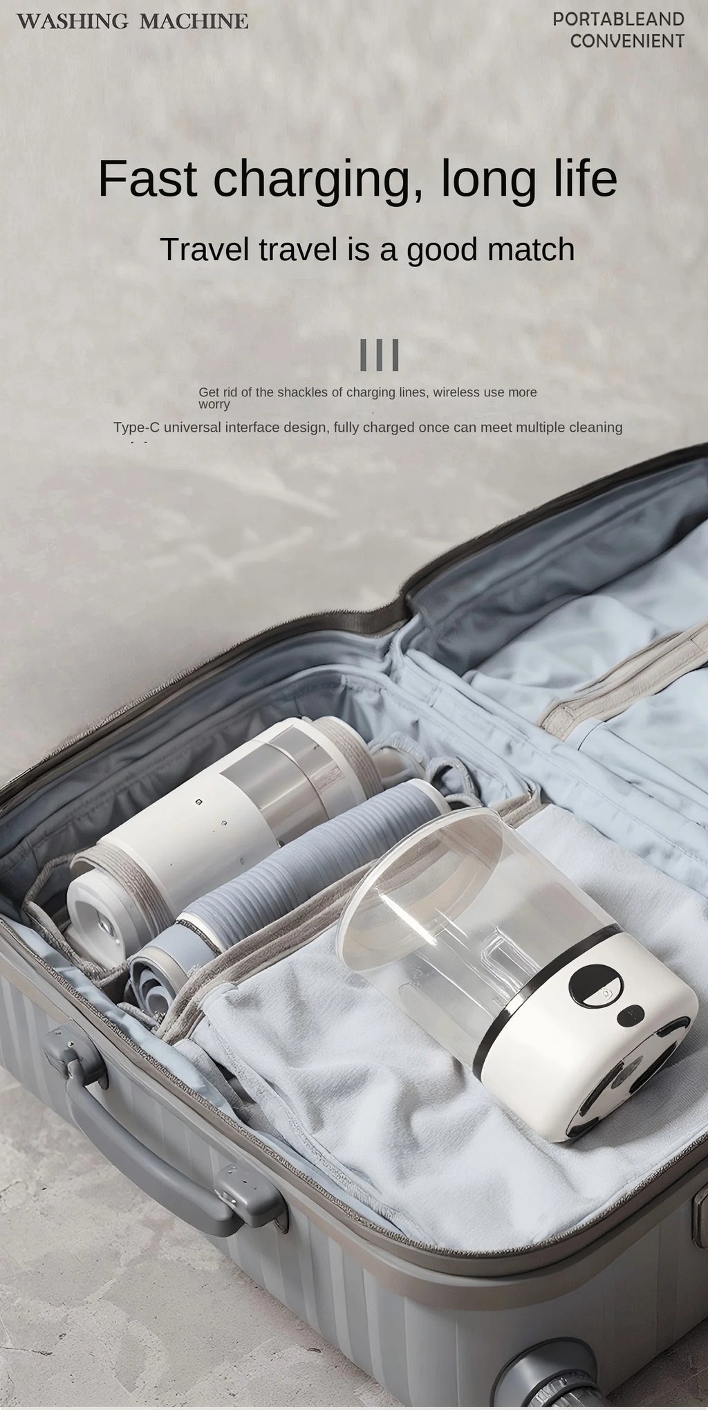 Mini Lavadora Blanca de 2L, 2000 mAh, Totalmente Automática, Portátil, con Turbina LED, Compacta para Ropa de Niños, Ropa Interior, Bragas y Calcetines