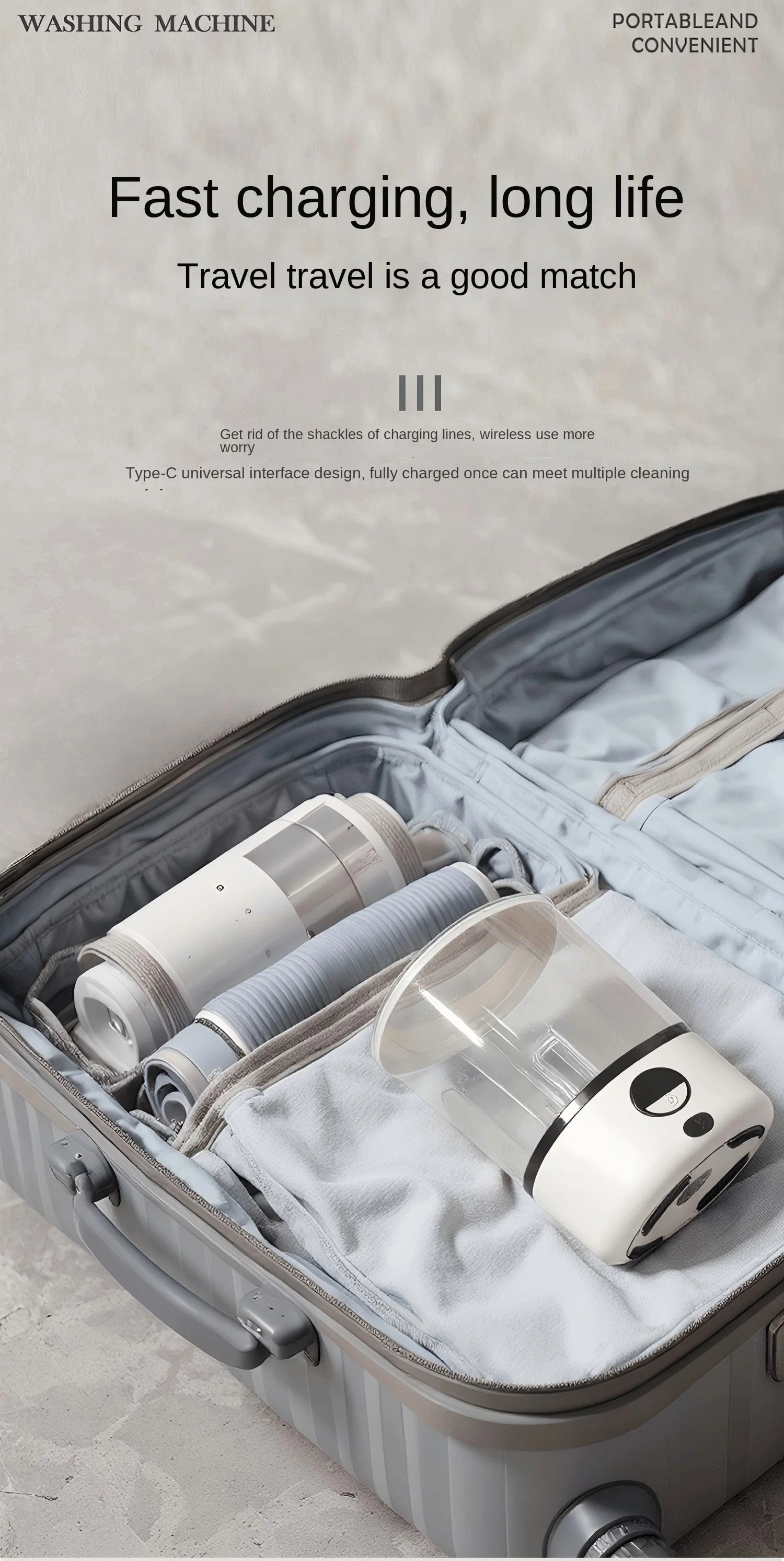 Mini Lavadora Blanca de 2L, 2000 mAh, Totalmente Automática, Portátil, con Turbina LED, Compacta para Ropa de Niños, Ropa Interior, Bragas y Calcetines