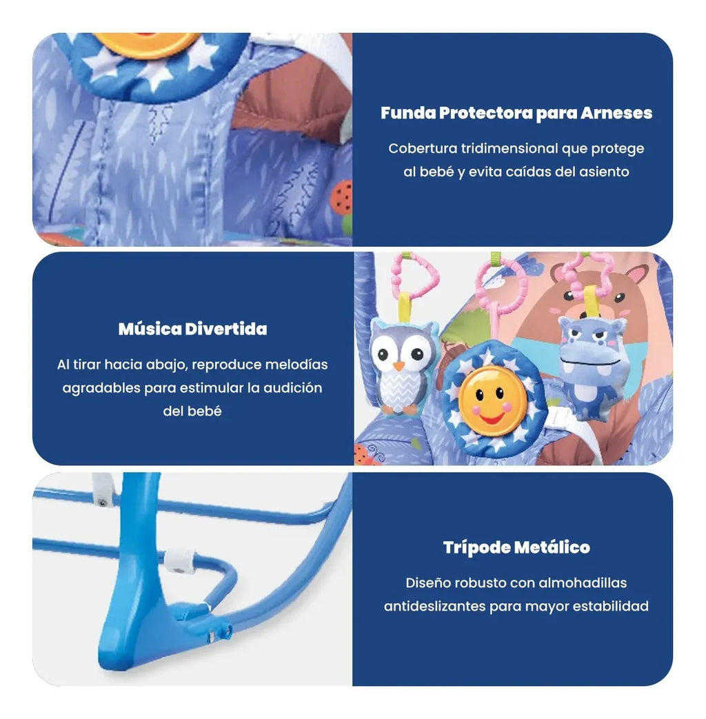 Mecedora de bebé, juguete eléctrico para bebé, música relajante, reclinable para persuadir al bebé, artefacto