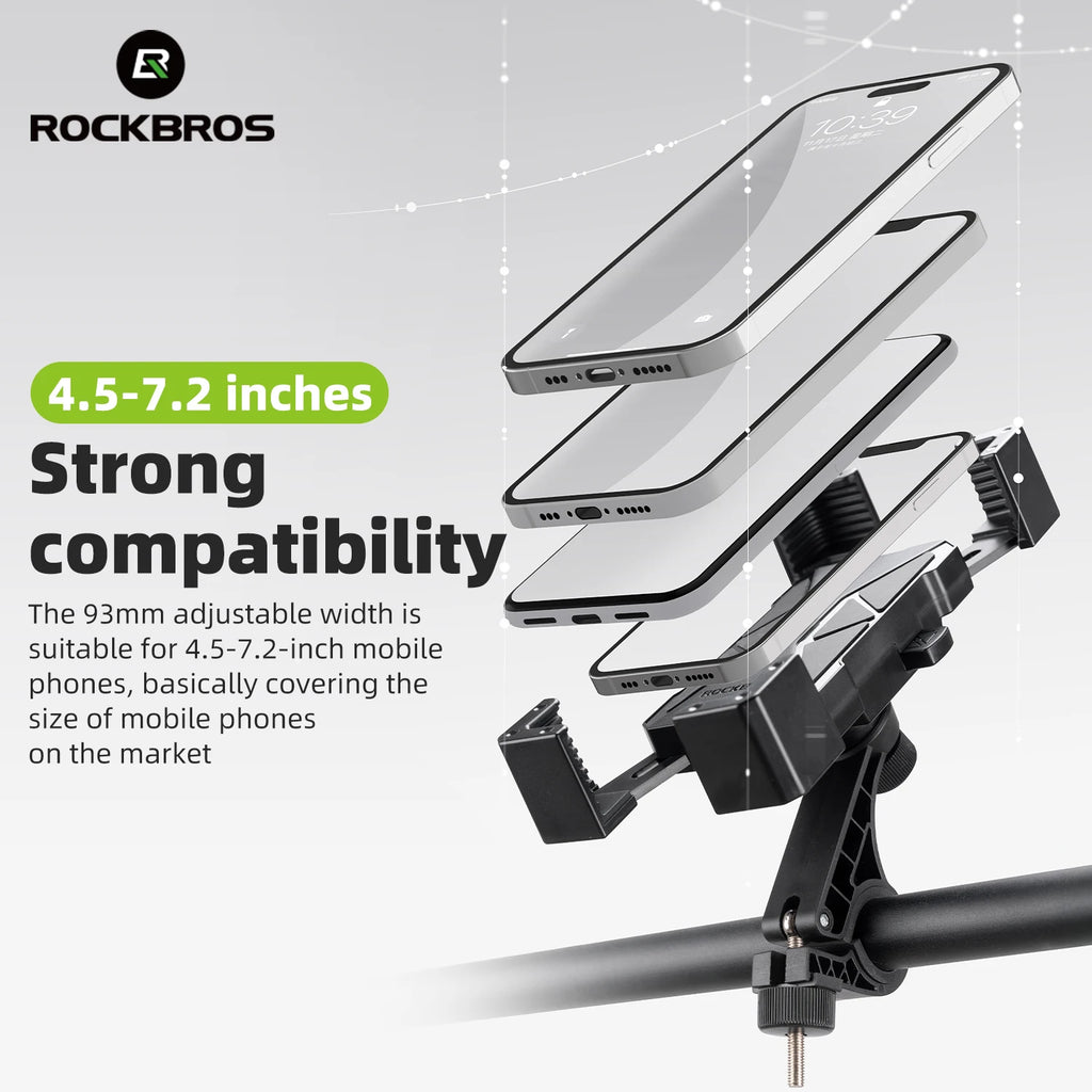 ROCKBROS Soporte para teléfono de bicicleta Monte liviano 4.5-7.2 pulgadas soporte para teléfono inteligente soporte de soporte de teléfonos accesorios para bicicletas