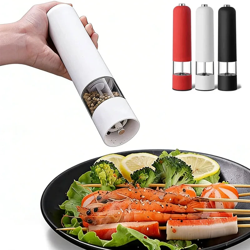 Molinillo eléctrico automático de pimienta y sal con luz LED, molinillo de especias de aspereza ajustable, herramienta de cocina
