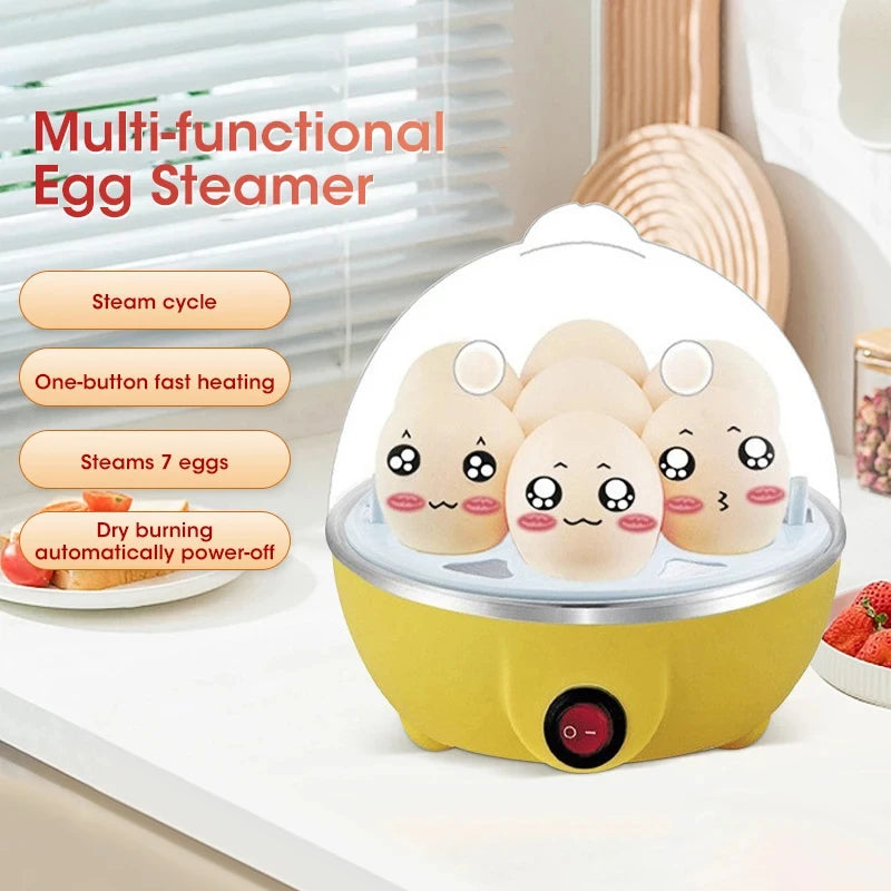 Cocedor de Huevos Automático con Apagado Automático, para el Hogar, 7 Huevos, Multifuncional, para Huevos Cocidos al Vapor, Máquina para Huevos Escalfados, Artefacto para el Desayuno