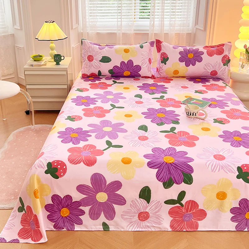 Sábanas Suaves y Agradables al Tacto, Estampadas, para el Hogar, Planas, para Cama King, Queen, Individual, Doble, Transpirables, Duraderas, 1 o 3 Piezas/Juego