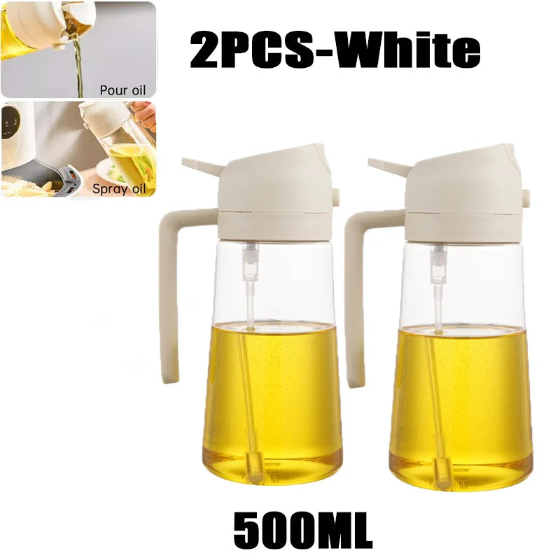 Botella pulverizadora de aceite en aerosol de plástico 2 en 1, 500ml, dispensador de aceite en aerosol, tarro de aceite, vinagrera, barbacoa, cocina, hornear, asar, Picnic, herramienta de cocina