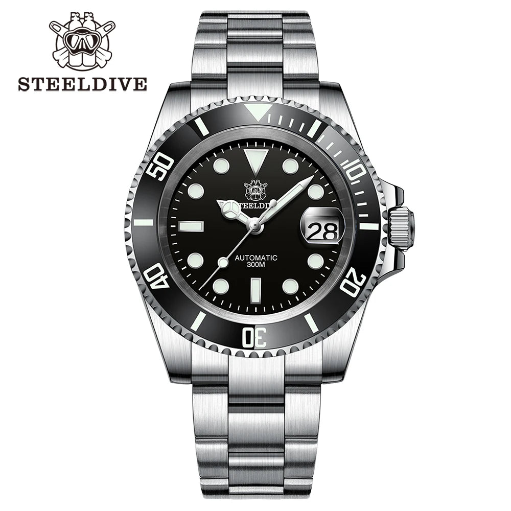 STEELDIVE SD1953 41MM clásico agua fantasma calendario lupa NH35 movimiento mecánico BGW9 superluminoso 30Bar reloj impermeable