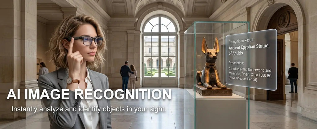 Gafas Inteligentes con Cámara para Hombre, Grabación de Video 4K, Reconocimiento de IA, Llamadas Bluetooth, Traducción de Voz, Anti Luz Azul para Mujer, para Trabajar