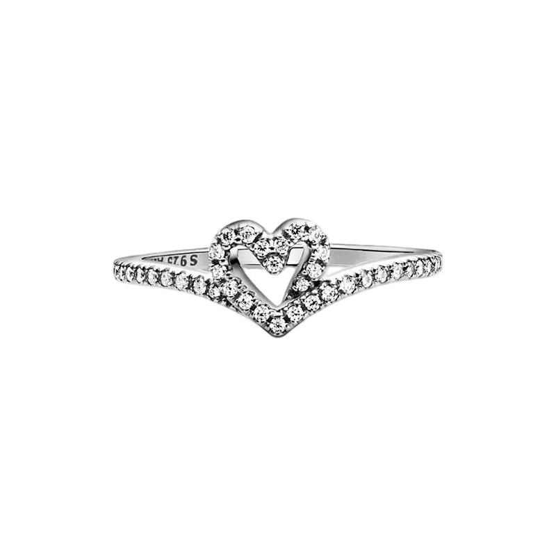 Anillo de Plata 925 con Corona y Corazón de Circonio Dorado para Mujer, Joyería Europea de Moda para Bodas y Fiestas, Regalo DIY
