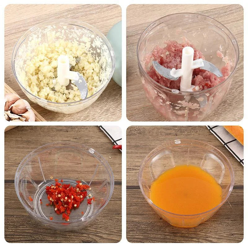 Picadora de carne Manual de 500/900ML, picadora de ajo giratoria, trituradora de prensa de ajo, cortador de cebolla y verduras, accesorios de cocina