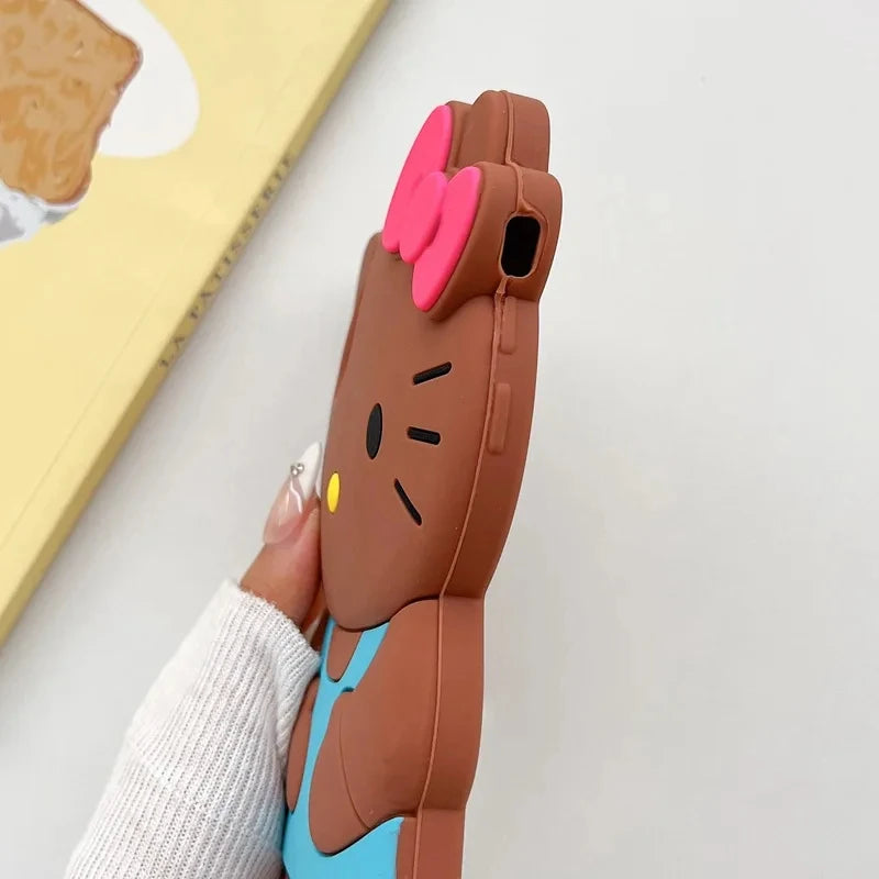 Funda de Silicona Suave con Diseño 3D de Hello Kitty de Sanrio para iPhone 17 16 15 14 13 12 Pro Max 11 Xs XR 7 8 Plus SE