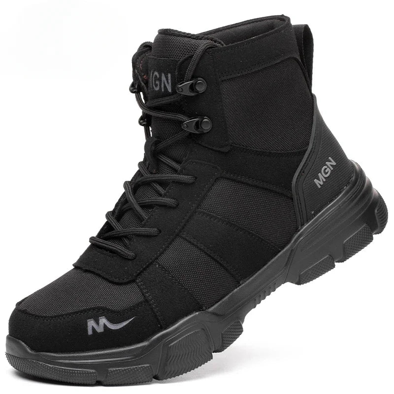 Botas de seguridad indestructibles para hombre, zapatos cómodos con punta de acero, zapatillas antigolpes a prueba de pinchazos, botas de trabajo antideslizantes para hombre