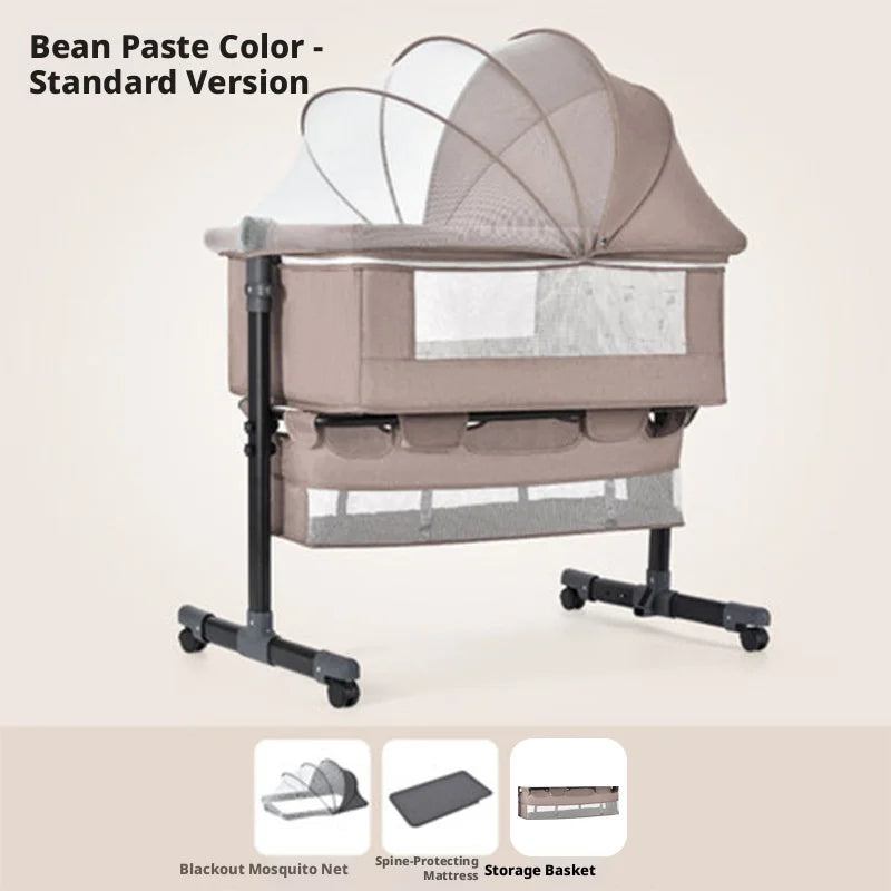 Cuna portátil 3 en 1, moisés multifuncional, cochecito plegable y ajustable, cuna acoplable, cama acoplable para bebé
