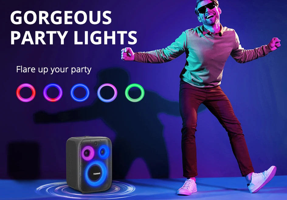 Tronsmart bocina bluetooth Halo 200 altavoz bluetooth potente Altavoz de fiesta potente Bluetooth con 120 W, sistema de sonido de 3 vías, entrada de micrófono y guitarra con cable, control de aplicaciones