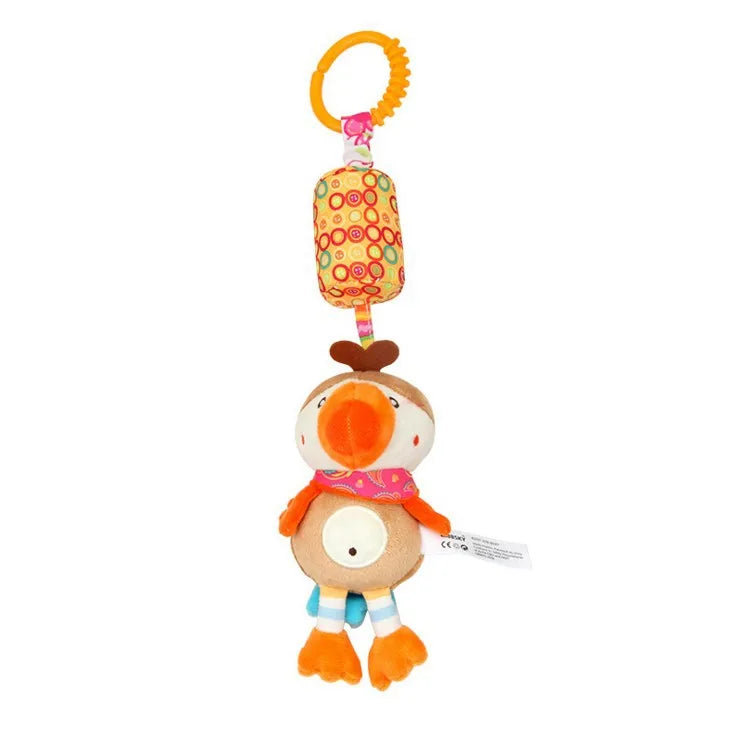 Sonajeros colgantes sensoriales para bebé, juguete de aprendizaje suave, cochecito de animales de peluche, cama de coche infantil, cuna con mordedor para bebés y niños pequeños