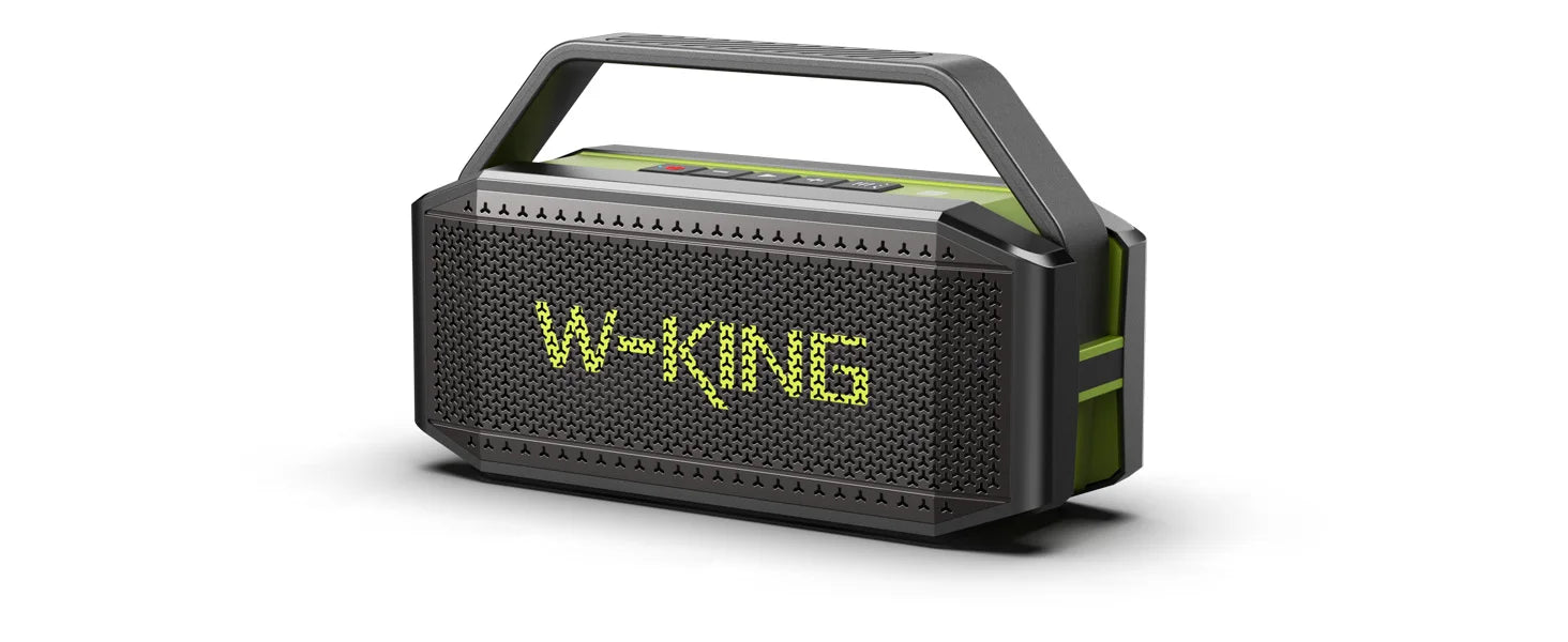 Altavoz Bluetooth W-KING D9-1 Verde, 100W Pico, 60W HD, IPX6, Portátil, Inalámbrico, Resistente al Agua, para Fiestas al Aire Libre, con 2 Subwoofers/Radiador Pasivo Extra Grande, Bajos Profundos, 40H, PowerBank, TF, AUX, E
