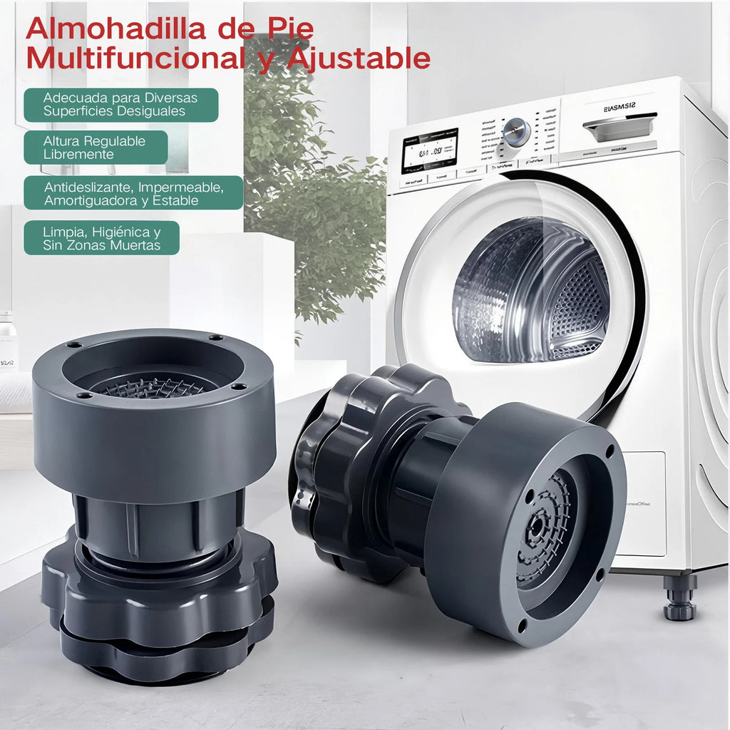 Base Antivibración para Lavadora, Almohadillas Antideslizantes y Amortiguadoras, Soporte Universal Elevador para Lavadora, Refrigerador, Reducción de Ruido y Humedad