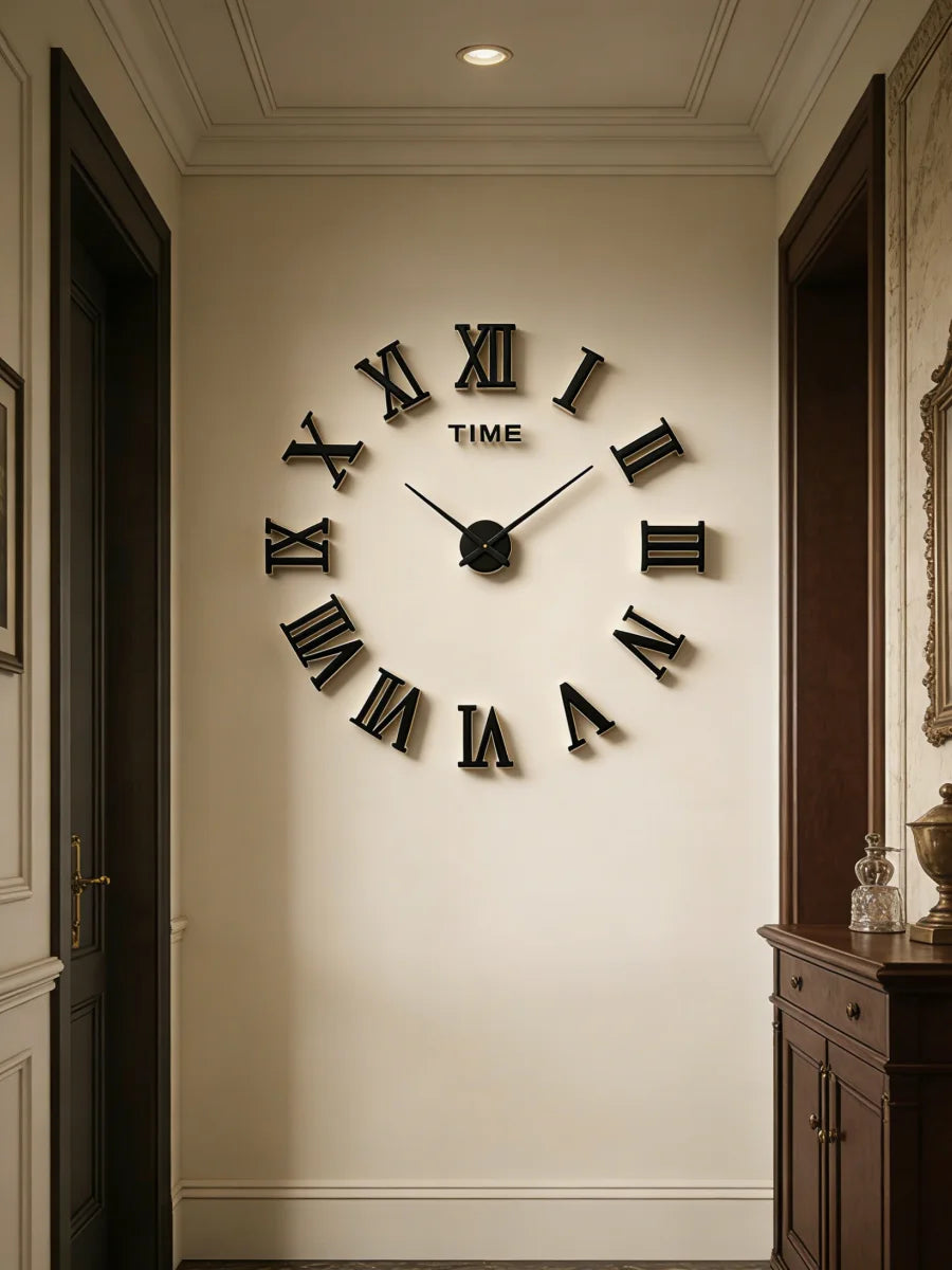 Reloj de pared con espejo acrílico de Número Romano grande 2D/3D, pegatina de moda DIY, relojes de cuarzo, reloj, decoración del hogar, pegatinas para el salón