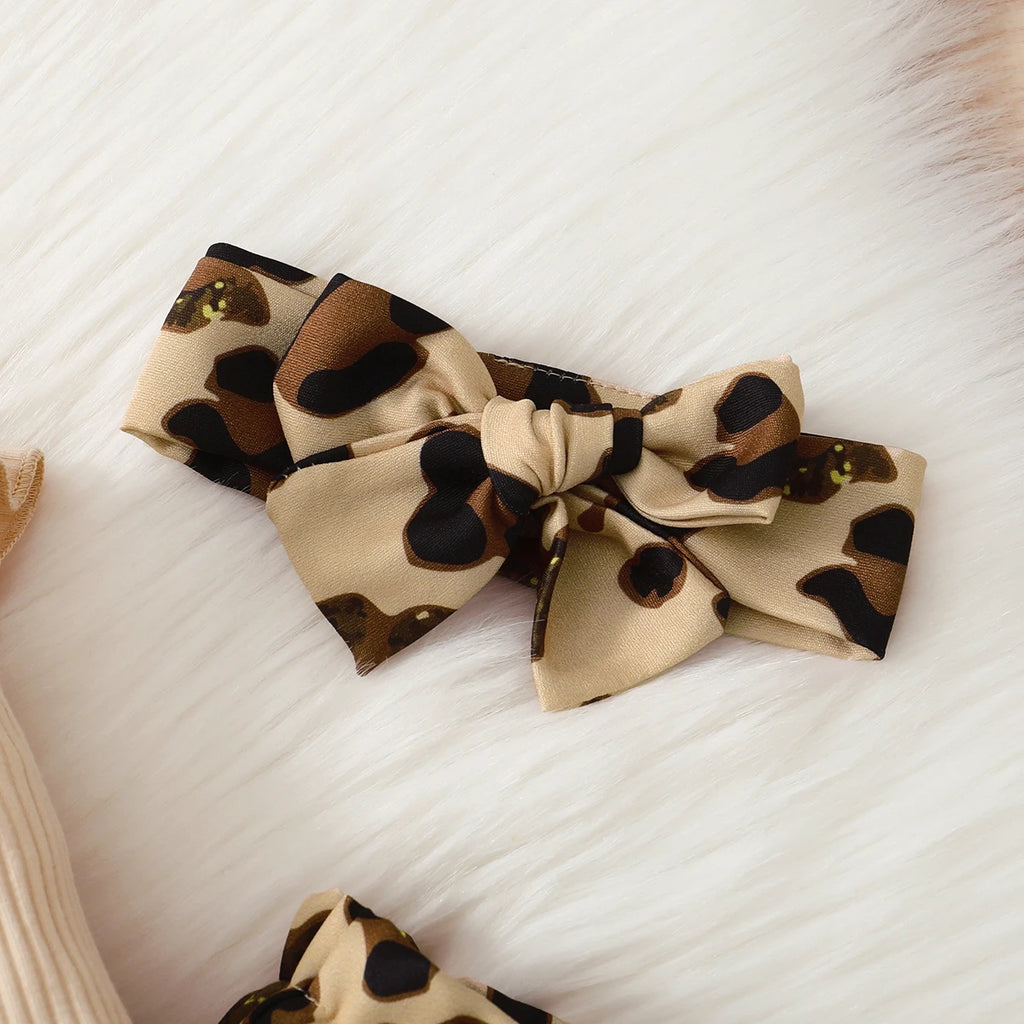 Conjunto de ropa para niña recién nacida de 0 a 18 meses, mono de manga larga, pantalones de leopardo y diadema, 3 uds., trajes de moda de otoño para niño niña
