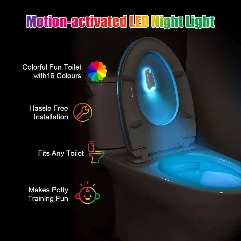 Luces para asiento de inodoro, sensor de movimiento inteligente, luz nocturna que cambia de colores, retroiluminación impermeable para baño, inodoro, lámpara LED