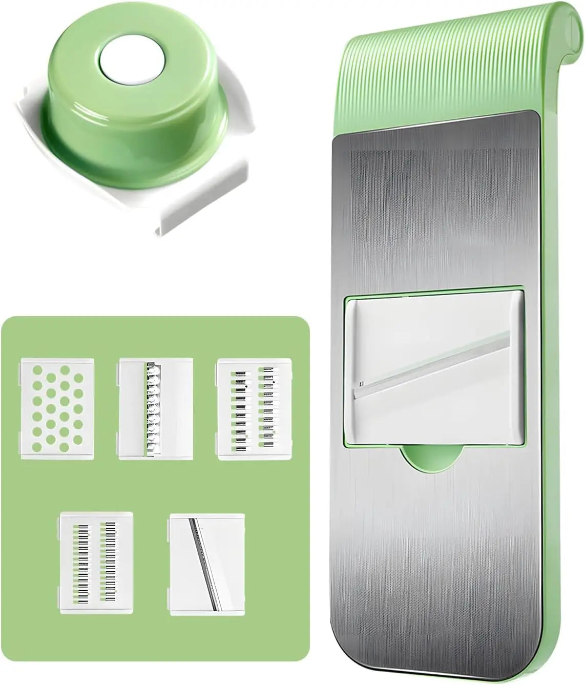 Picador de Verduras Multifuncional con 5 Cuchillas de Acero Inoxidable, Mandolina de Cocina para Frutas y Ensaladas