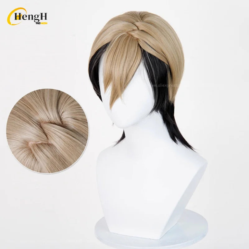 En stock Anime Zanka Guita Enji ‌   Pelucas de Cosplay Rudo Amo Li Glaze, pelo sintético resistente al calor, pelucas para fiesta de Halloween + gorro de peluca