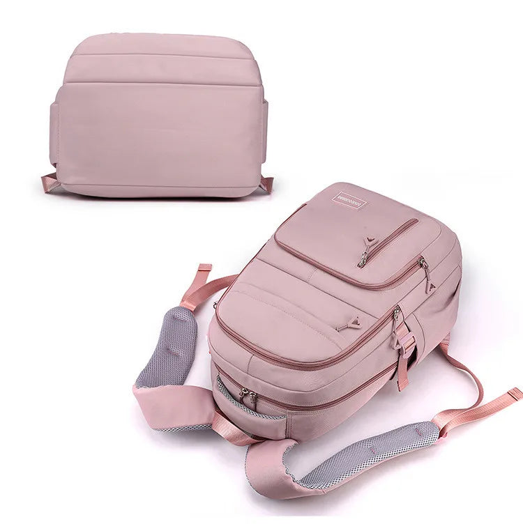 Mochila escolar de nailon con colgante para niñas, de viaje con múltiples bolsillos morral, impermeable, informal, estilo Simple